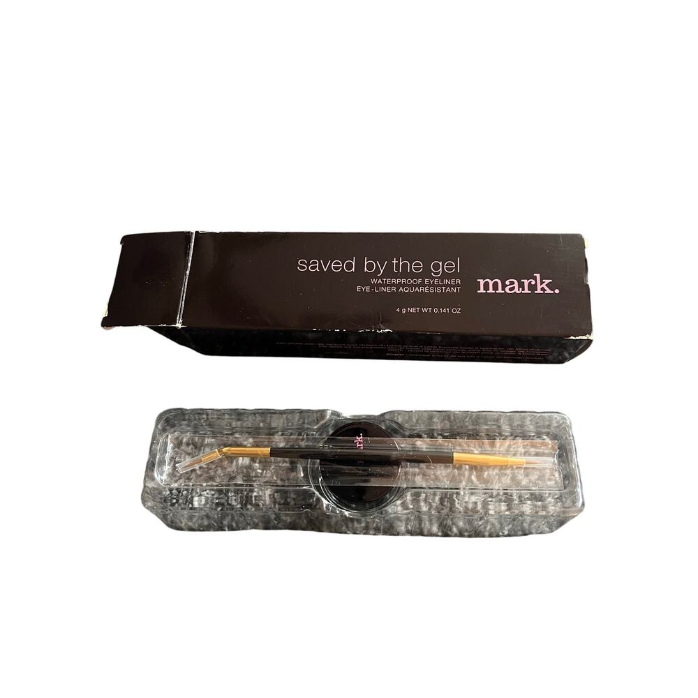 mark AVON Saved by the Gel Waterproof Eyeliner + Brush Black 4g Brand New in Box